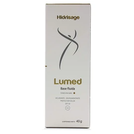 Lumed Base Fluida de Maquillaje, Aclarante y Despigmentante, Protector Solar SPF 50, caja con tubo de 40 gr (Tono Oscuro)