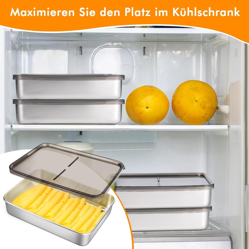 Set of 4 Fresh Food Storage Boxes, Fridge Organiser, Stackable