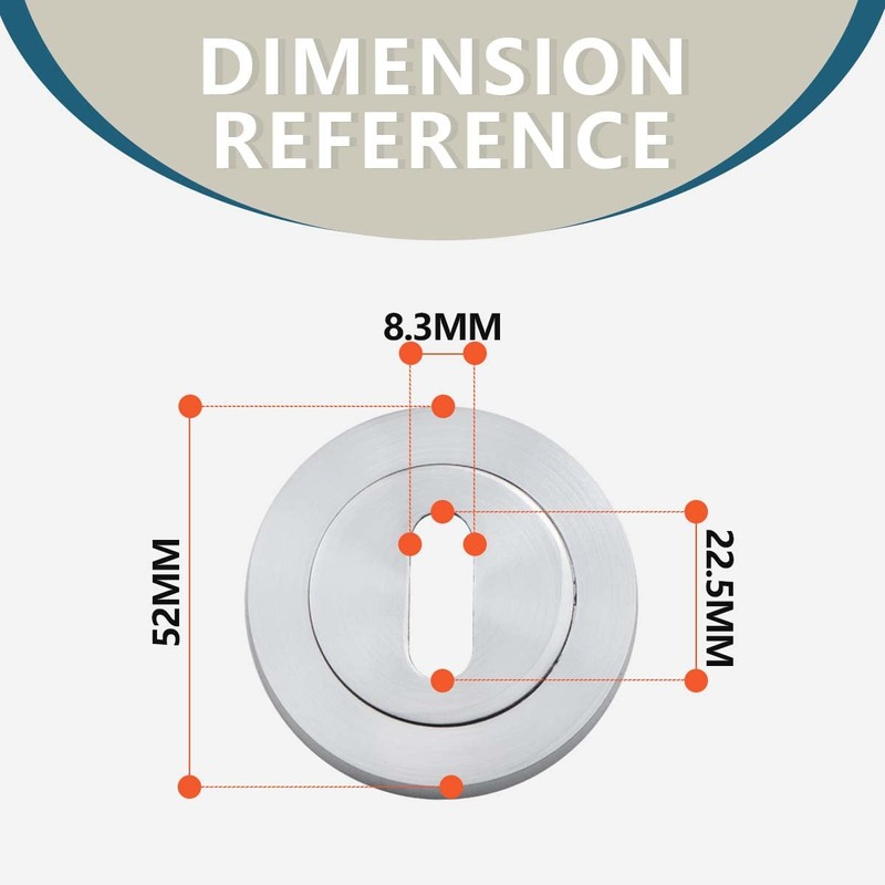 Bwintech 1 Pair 52MM Satin Chrome Keyhole Escutcheon Keyhole Cover