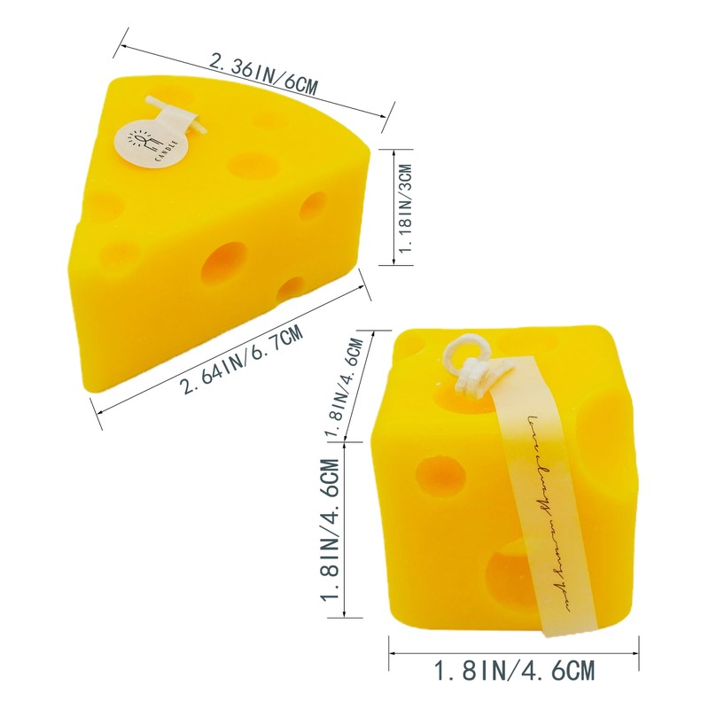 Cheese Shaped Candle, 2 Pack Novelty Swiss Cheese Scented Candles,