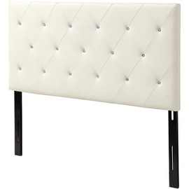 AC Pacific AC-BED16 Faux Leather Upholstered Headboard with Modern Diamond Tufted Design & Crystal Accents, Adjustable Height 48-54", Sturdy Metal Frame, Elegant Bedroom Decor, Queen, Black