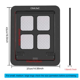 CEESC Dog Screen Door (Outer Size 14.56" x 16.92"), Lockable Pet Screen Door for Dogs & Doggie, Doggie Door for Screen Door(Large, Black)