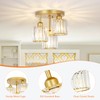 PAUFUL Modern Semi Flush Mount Ceiling Light,3-Light Golden Crystal Close