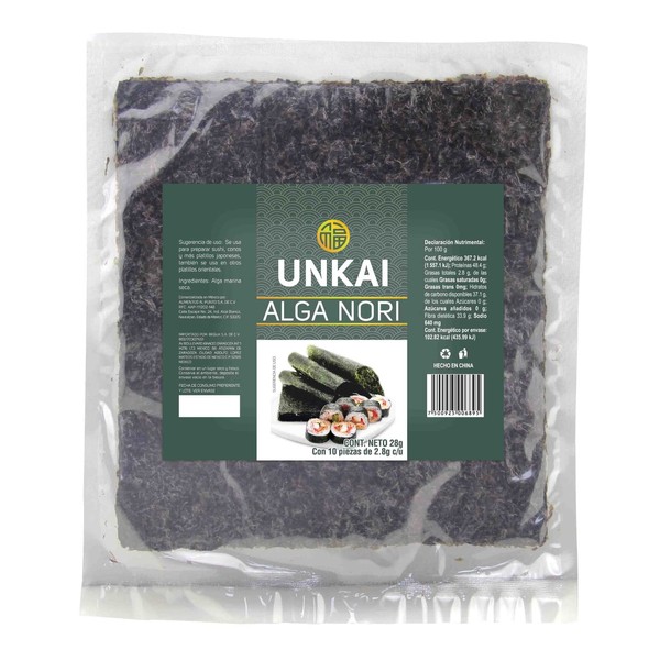 UNKAI Alga Nori Para Sushi 10 Hojas