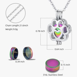 Pet Cremation Jewelry For Ashes For Dog/Cat Paw Urn Ashes Necklace for Women Men Mini Circle Vial Cremation Ash Pendant Loved One Memorial Jewelry