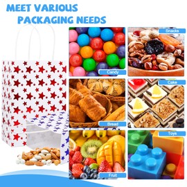 24 Pack Gold Foil Party Favor Bags, Kraft Gift Bags with Handles for Wedding, Birthday, Baby Shower, Bulk Loot Goodie Treat Bags (8.3x5.9 Inches)