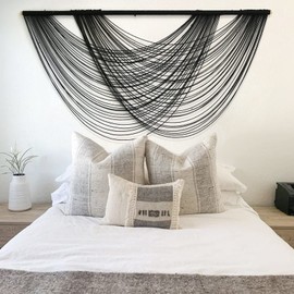 Flber Macrame Wall Hanging Black Boho Wall Decor Large Boho Yarn Tapestry Living Room Bedroom Home Wall Decor 57" W x27 L