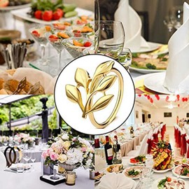 NIZEAMI Pack of 20 Gold Leaf Napkin Rings – Golden Napkin Ring for Table Napkins – Holiday Napkin Rings Napkin Rings for Parties