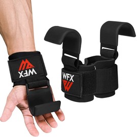 Weight Lifting Hooks, Non-Slip Rubber Coated Grips, 7mm Neoprene Wrist Support Padding, Power lifting Barbell Rows Dead lifts Chin Pull Up Fitness Strength Training Straps Gym Bodybuilding Workout