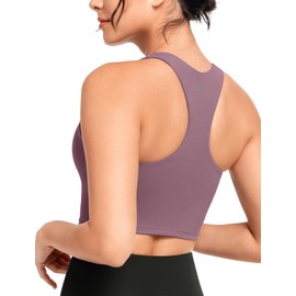 Yvette Yoga Bras for Women Longline Sports Bra Racerback Workout Tops with Removable Pads, Purple, M