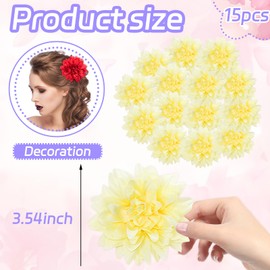 Ruaniao Silk Dahlia Artificial Flowers Bulk, 15 Pcs Fake Dahlias Flowers Heads for Craft, 3.5 Inch White Large Flower Heads Faux Flowers for Wedding Party, Home Office, Hat, Wall Decoration
