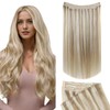 Fshine Secret Wire Hair Extensions Color 16 Dark Ash Blonde Highlighted with 22 Golden Blonde 16 Inch Wire Hair Extensions Straight Invisible Fish Line Blonde Remy Hair Extensions 100 Grams
