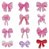 Bow Patches, 12 Pieces Pink Embroidered Patches, Bow Patch Stickers,