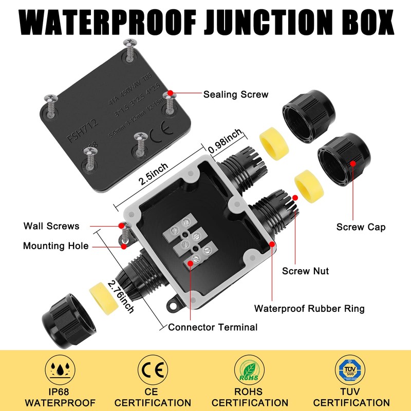 Junction Box Waterproof Junction Box Outdoor Waterproof Junction Box IP68,