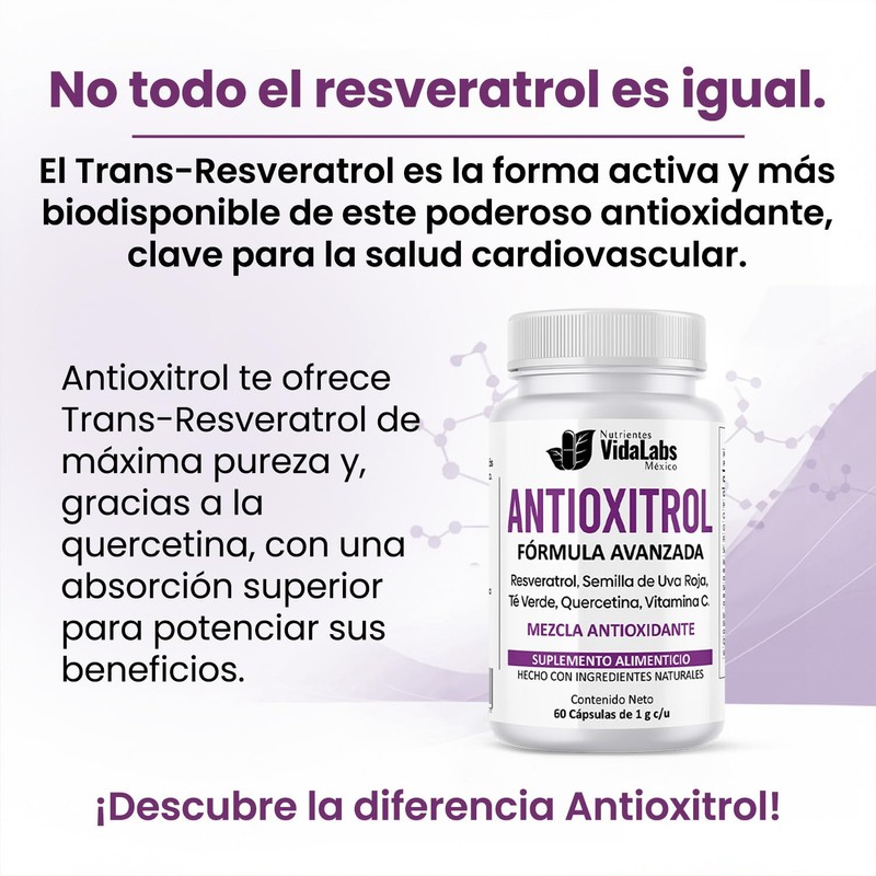 Antioxitrol Nutrientes Vidalabs México Fórmula Avanzada con Trans - Resveratrol