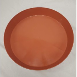 Austin Planter 4 Inch (3.5 Inch Base) Case of 10 Plant Saucers - Terra Cotta Polypropylene – Heavy Duty Indoor/Outdoor Tray and Drip Pan – Collects Flower Pot Drainage and Excess Water– Made in USA