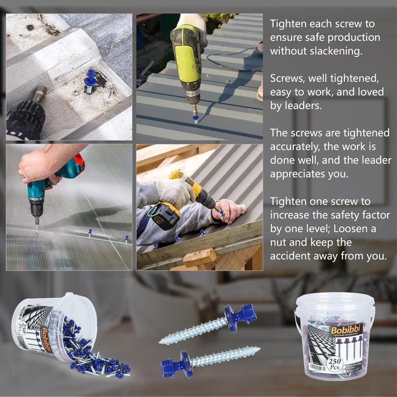 Metal Roofing Screws 10 x 1-1/2 inch, Blue Hex Head