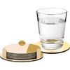 Coasters Set of 6 With Holder Silver - Gold Stainless