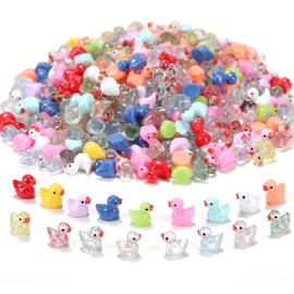 XHDMY Mini Ducks Tiny Resin Ducks Glitter Little Animals Figurines Bulk for Micro Landscape Aquarium Ornaments Kit Dollhouse Decor Crafts Garden Accessories (Multicolor, 255 PCS)