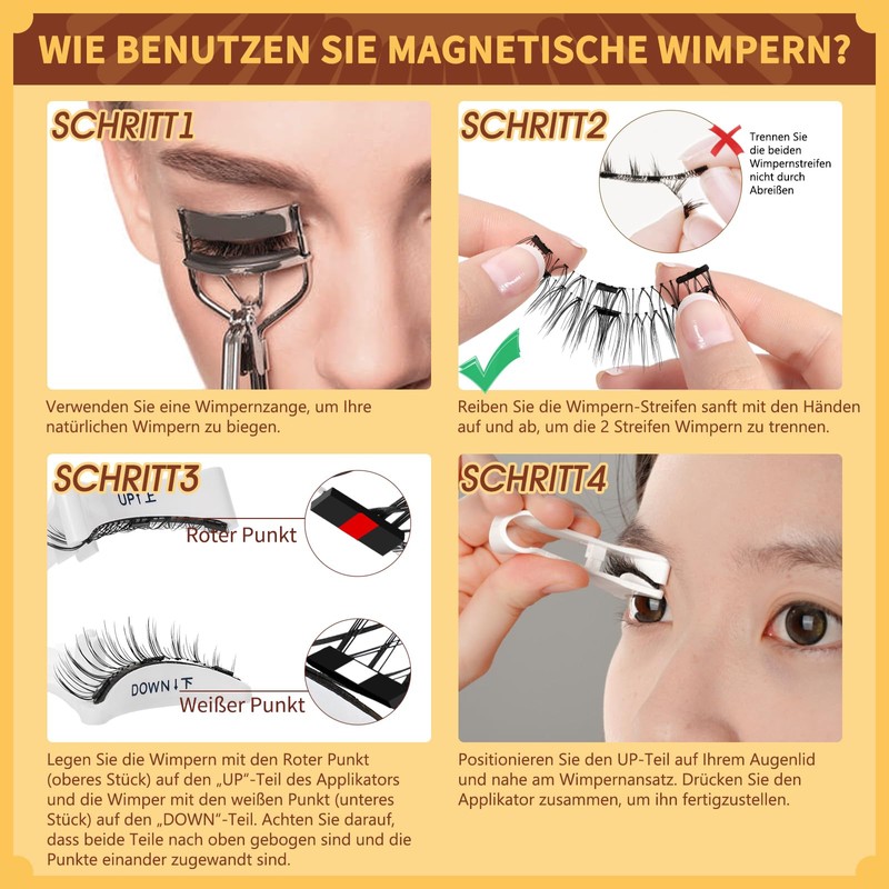 Reusable Magnetic Eyelashes with Applicator, Natural Look, Magnetic Eyelash Set,