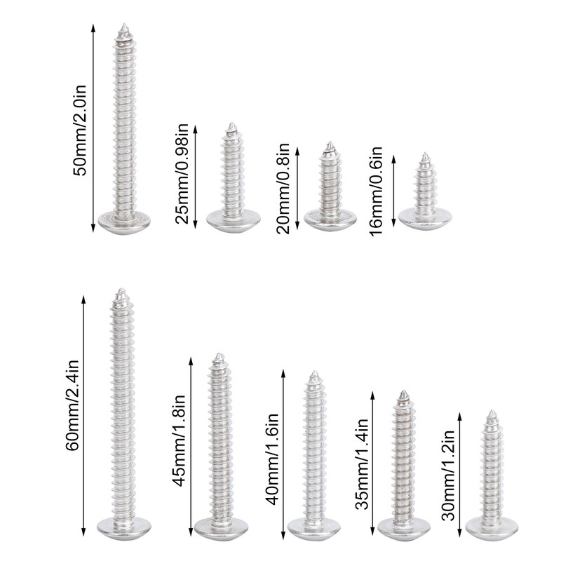45Pcs SelfTapping Screw Set Cross Oval Head 304 Stainless Steel