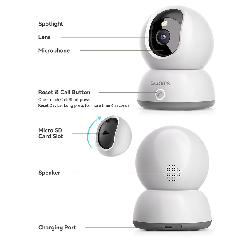 blurams Indoor Security Camera, 2K Pet Camera with Phone App,