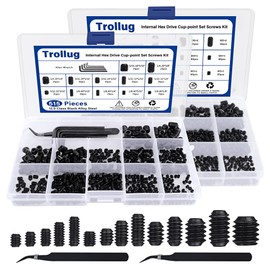1305PCS Metric + SAE Set Screw Assortment Kit, Internal Hex Drive Headless Set Screw Assortment Kit with 10 Hex Wrenches, M3 to M8 and 1/8-40 to 5/16-18 (Black Alloy Steel)