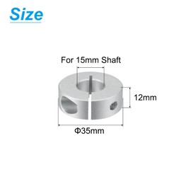 sourcing map Single Split Shaft Collar Set for 15mm Shaft, One-Piece 4pcs Clamping Collars 35mm OD, 12mm Thickness, Aluminum Alloy Clamp-On Collar with M5 Set Screws and a Wrench