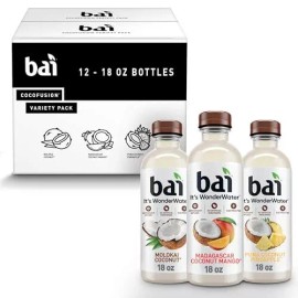 Bai Coconut Variety Pack 12 Count Refreshing Water Beverages with Antioxidants