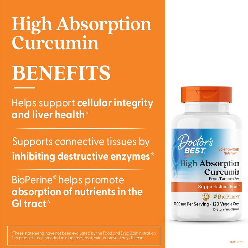 Doctor's Best Turmeric Curcumin Supplement 1000mg for Men & Women