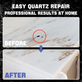 aqootbul Premium Quartz Countertop Repair Kit, 2pcs White Granite And Marble Chip Repair Kit, Quickly Repair Kitchen Countertops, Scratches, Cracks