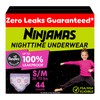 Ninjamas Girls Bedwetting Nighttime Underwear, Size S/M (38-70 lbs), 44