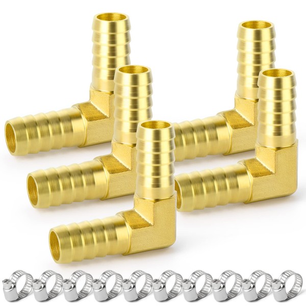 ERGAOBOY Pack of 5 16 mm Brass 90 Degree Angle