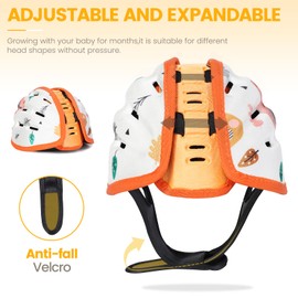 Baby Safety Helmet, Breathable Baby Head Protector for Crawling and Walking, Infant Soft Helmet, Anti-Collision, Ultra-Lightweight, Expandable and Adjustable Age 6m-24m (Orange Tiger)
