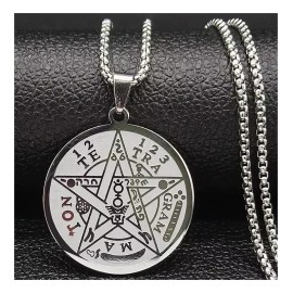 TENDER LIHOME Collar Medalla Pentagrama Tetragramaton Dije Protección Acer