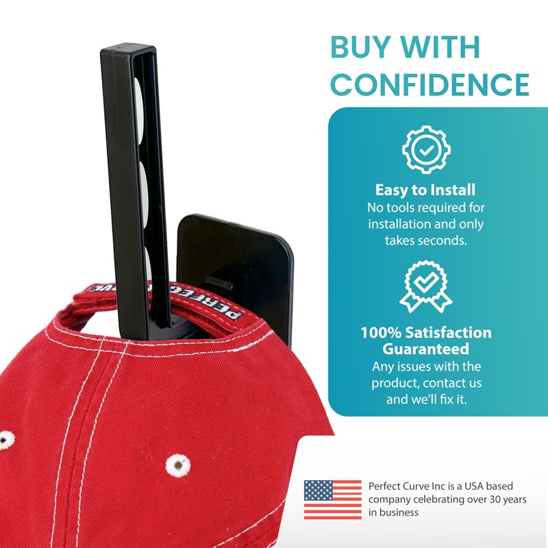 Perfect Curve Hat Rack for Hat Storage (4-Pack), Multi-Purpose Hat