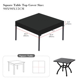 LAMUNI Tabletop Cover 90 x 90 x 15 cm Table Top Protective Outdoor Table Cover Garden Furniture Garden Table Cover Waterproof Garden Table Cover Winterproof Garden Tablecloth Tarpaulin Square