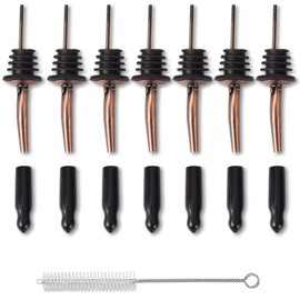 LEGERM speed pourer for Spirits, 7+7Piece Copper drinks bottle pourer spirits Set with Cleaning Brush, Ideal for Kitchen and Bar Use
