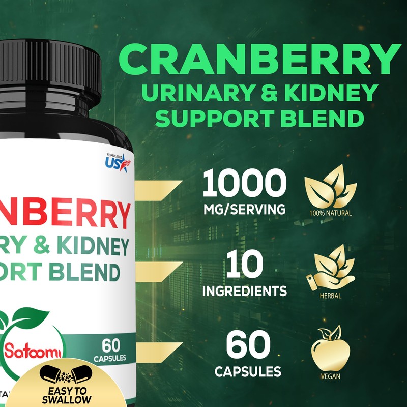 1000mg Cranberry Pills for Women Extract 50:1 - Combined with