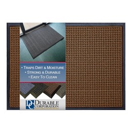Durable Stop-N-Dry Indoor Rubber Backed Carpet Entrance Mat, 3' x 4', Brown