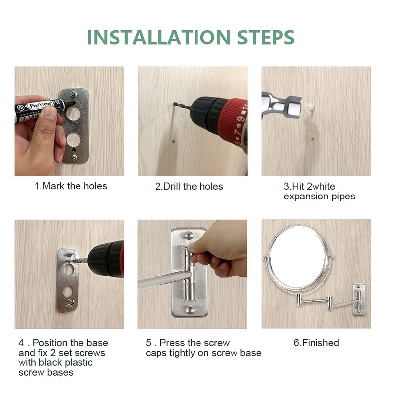 Erlingeryi 8" Wall Mounted Makeup Mirror 1X/ 10x Magnifying Mirror