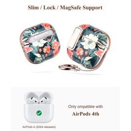 TATOFY Cover for AirPods Pro 4th Generation Case with Lock Clip Cleaner Kit Slim Hard AirPod 4 Lock Case Compatible with MagSafe (Blue)