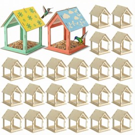 48 Pcs Wooden Bird Feeder Kits for Kids Outdoor Build Your Own Bird Feeder Kit Painting Activities Crafts Outside Garden Birds Finches Robin Sparrow