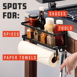 Grillzilla - Grill Armory - Magnetic Grill Caddy - BBQ Shelf Organizer and Tool Holder - Strong Magnetic Shelf for Gas Grills, Refrigerators, Ovens and More