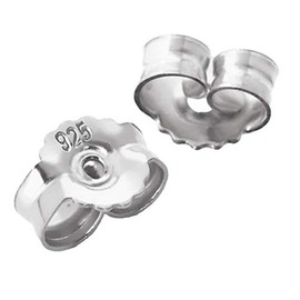 NKlaus 3 Pairs 925 Silver 7 mm Rhodium-Plated Stud Earrings Ear Stoppers Pousettes Ear Nut Butterfly Clasp Hole 0.9 mm 2090