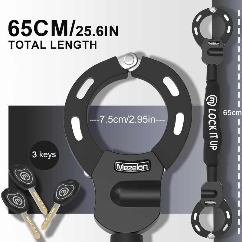 Mezelon Electric Scooter Lock, 8mm Chain Lock Bike Locks Heavy