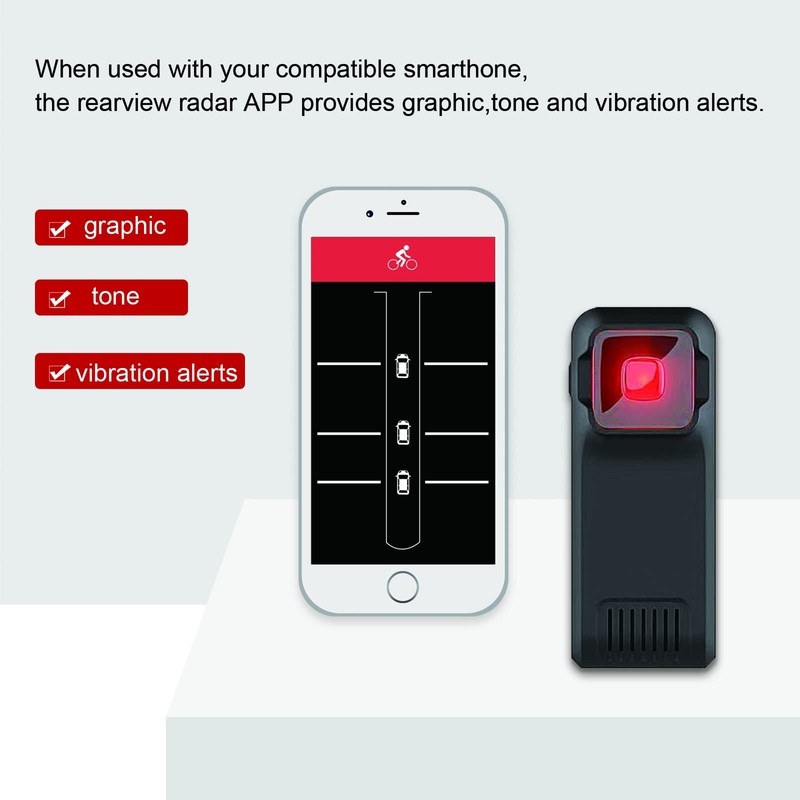 TUTULOO W100 Bike Radar Tail Light,Cycling Radar Tail Light,Visual and