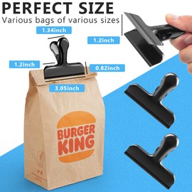 20 Pack 3 Inch Wide Stainless Steel Chip Clips Heavy Duty Food Bag Clamp, All-Purpose Air Tight Grip Clips for Kitchen Office to Seal Coffee Bags, Paper Sheets