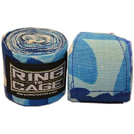 Ring to Cage Blue CAMO Printed Handwraps Mexican Style Stretchable 180"