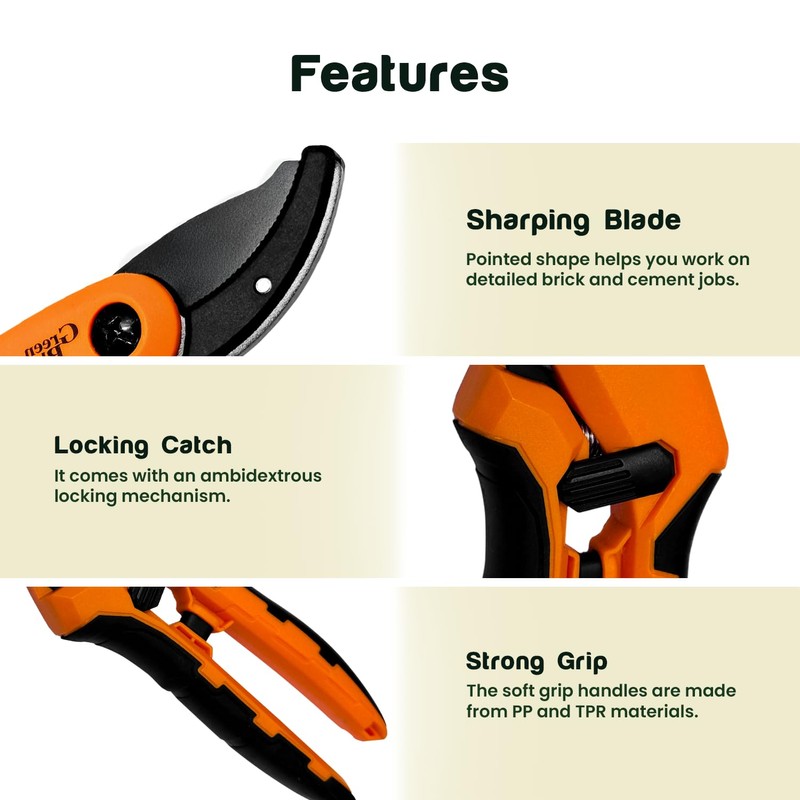Garden Secateurs Pruning Scissors | Bypass Hand Secateurs with Ambidextrous